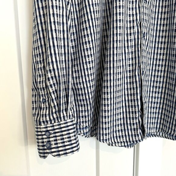 Robert Graham Blue Check Embroidered Flip Cuff Long Sleeve Classic Shirt 2XL XXL - Picture 3 of 7